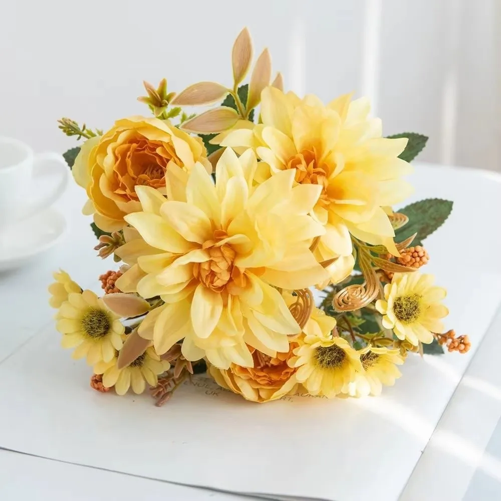 

Flower Arrangements Artificial Flowers DIY Bridal Bouquet Silk Dahlia Single Stem Flower Arrangement Silk Chrysanthemum