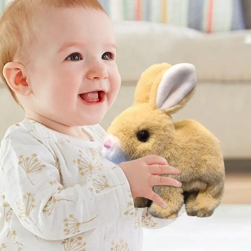 Hopping Bunny Toy Electric Rabbit Figure Soft Plush Toy Wiggling Ears Bunny Interactive Electronic Pet For Children And Adults