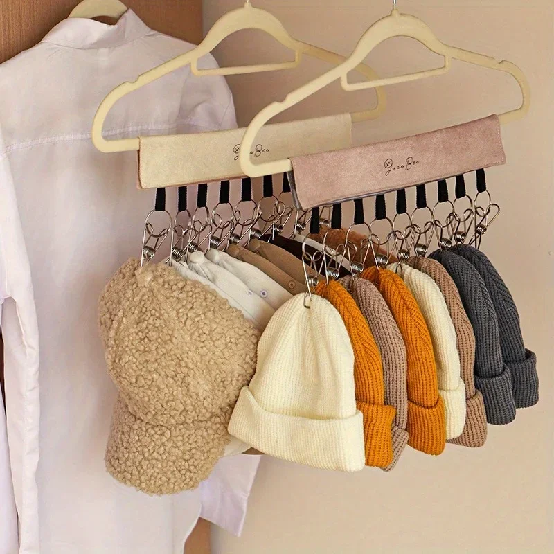 Thickened Suede Household Hat Storage Clip Multifunctional Closet Hanger Expansion Hook Clothing Organizer Rack