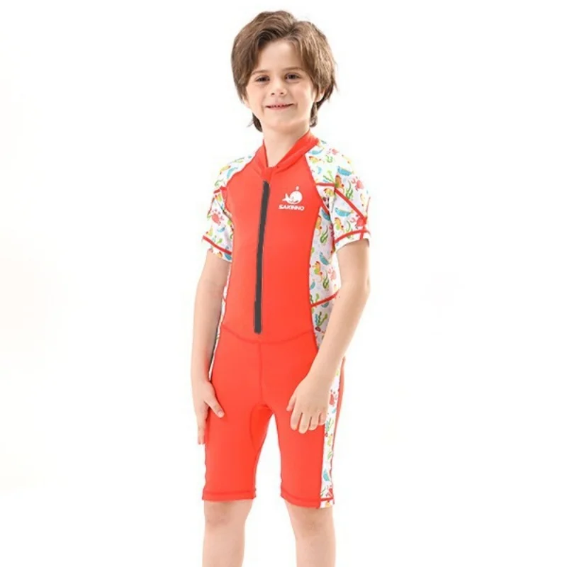 Boys and Girls One Piece Rash Guard Swimsuit Kid Water Sport Short Swimsuit UPF 50+ Sun Protection Bathing Suits