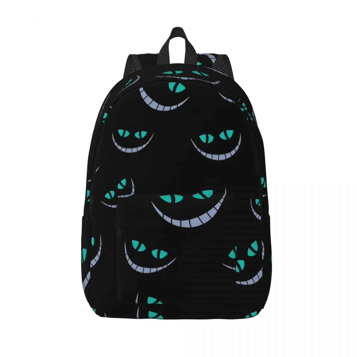 Custom Cheshire Cat Face Cartoon Canvas Backpack for Women Men Waterproof School College Bag Printing Bookbag