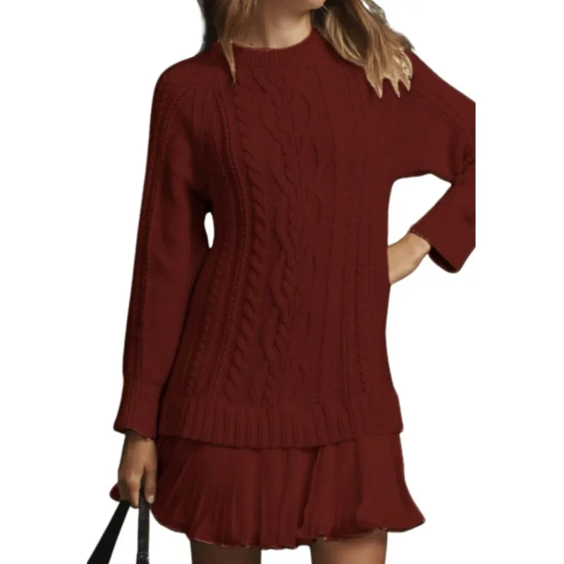 Solid Color Dress Vestidos Dresses 2025 Woman Sweater Knitted Fashion Long Sleeves Commuting Homewear Simple Style Casual Loose