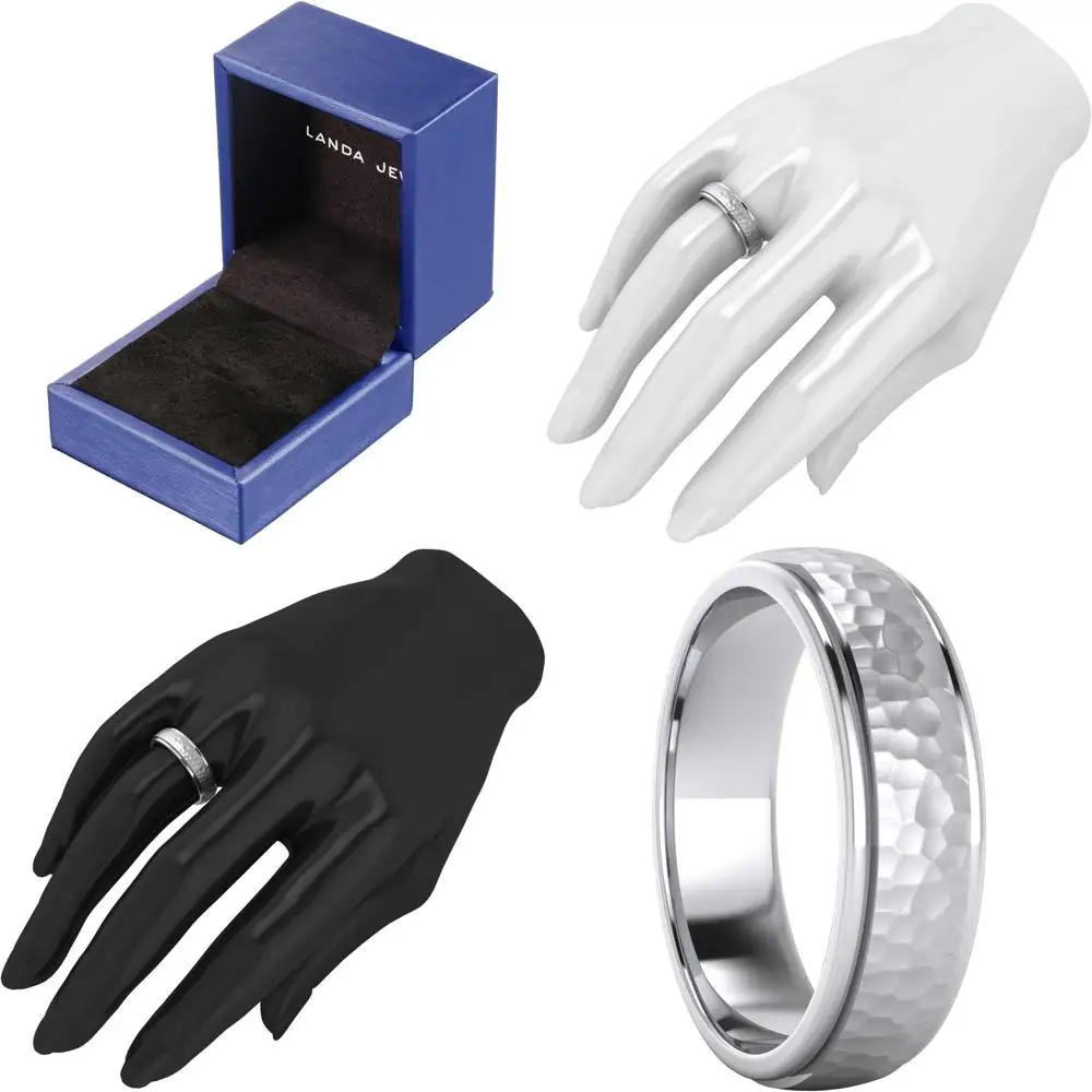 

Серебряное обручальное кольцо 6 мм с эффектом ковки и выступом посередине, комфортная посадка