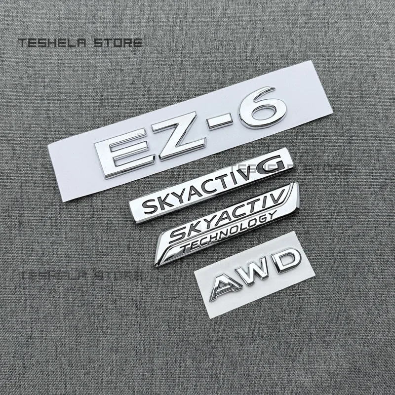 3d ABS Carbon fiber Emblem Letters Car Trunk Badge for Mazda EZ-6 Sticker Badge Side Body Trunk Sticker Auto Refit Accessories