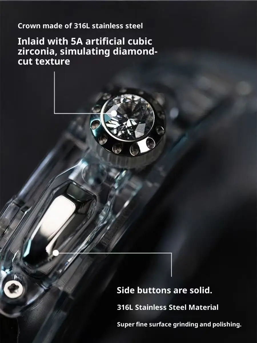 Ultra-Przezroczyste Etui Apple Watch 11 Modificowane na Styl Richard Transparent, Pasujące do Apple Watch Ultra 3, Pasek do Iwatch