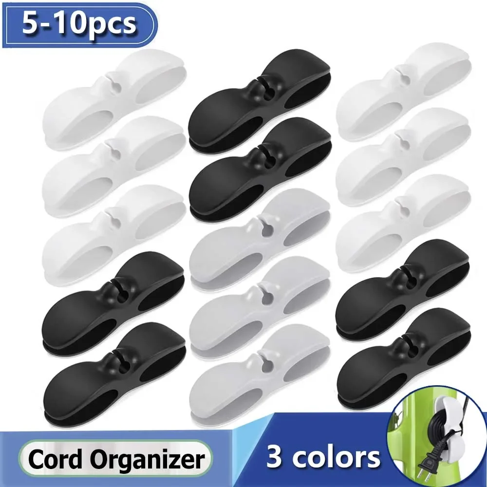 

5-10pcs Wire Cord Organizer Holder for Appliances Plug Kitchen Office Home Cord Winder Management phone Data Cable Storage Clips