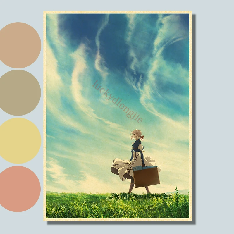 Anime Poster Violet Evergarden Posters Retro Kraft Paper Vintage Home Decor Painting Living Picture Gift Wall Stickers Cafe