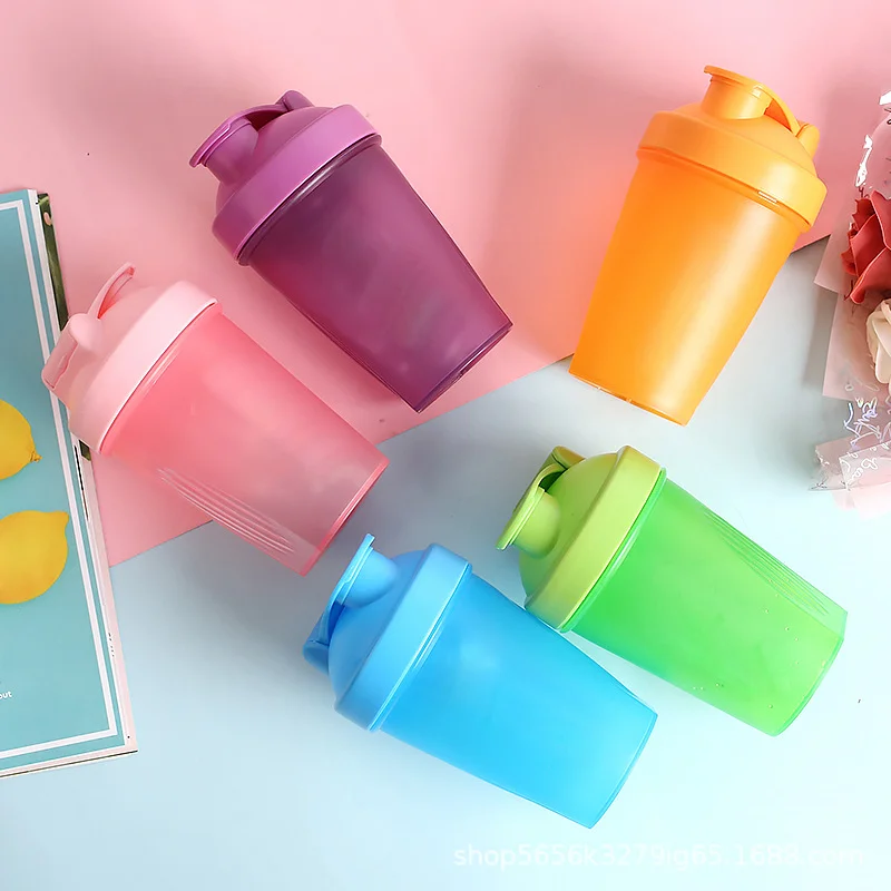 Taza de bebida de plástico portátil de 400ml, botellas agitadoras, tazas de agua deportivas, botella mezcladora de proteína de suero en polvo, agitador de gimnasio para Fitness al aire libre