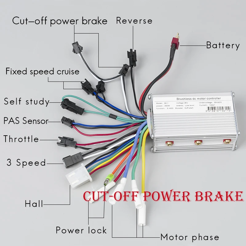 Bicicleta Electric Controller 24V 36V 48V 250W 350W 15A  Brushless Gear Hub Motor Controller Electric Bike Conversion Kit