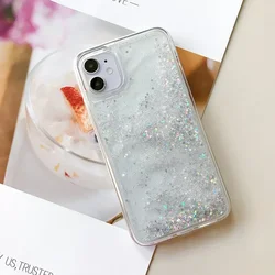 Silver Stars Sand Bright Quicksand for iPhone 16 14 15 Case Cover iPone 16 Pro Max Plus Carcasa Women Glitter Phone Coque Fundas