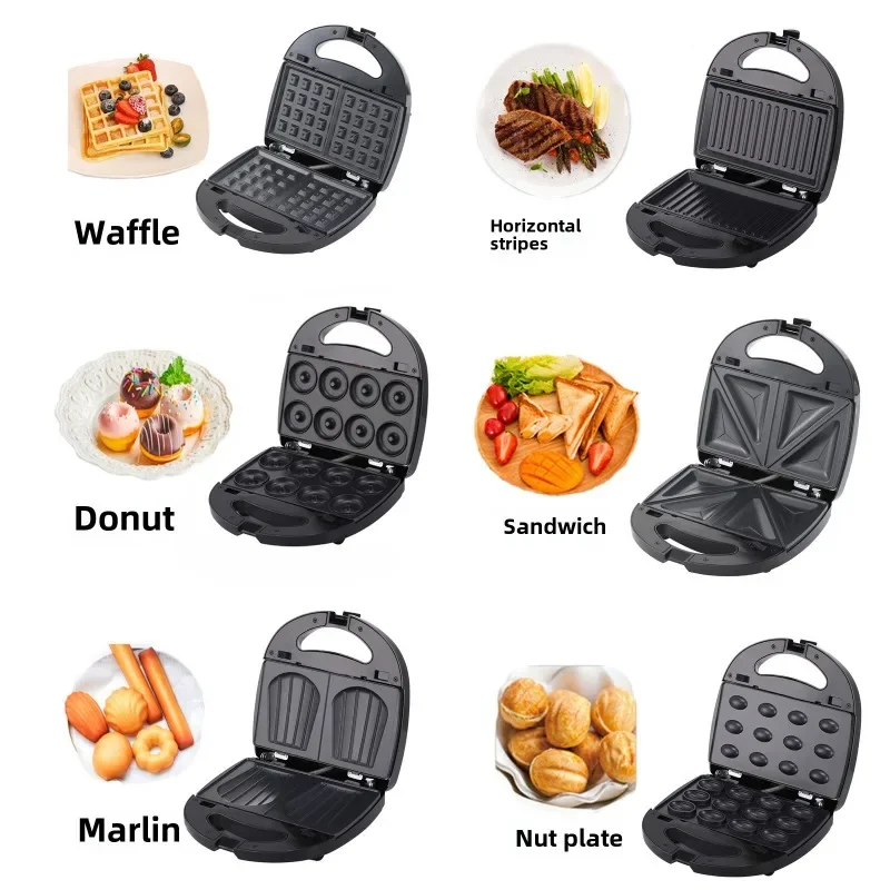 6 in 1Sandwich Waffle Machine Donut Machine Electric Cake Bell Madeleine Biscuit Breakfast Machine