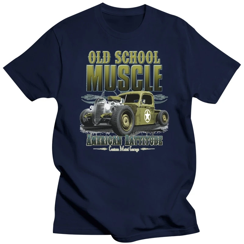 T Shirt im Braunton mit einem Hot Rod-US Car-`50 Stylemotiv Modell Old School