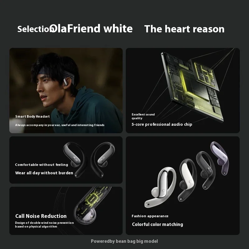 Ola Friend Open Earphones Bluetooth-Compatible Running Headsets AI Intelligent Waterproof Lightweight Noise Reduction Earbuds