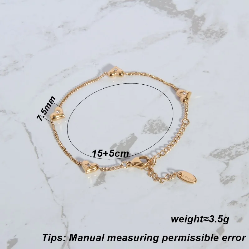 KITEAL Newest Arrival Gold color Goddess bracelets Peach Heart Pendant Set with Zircon one orientation prices in euros