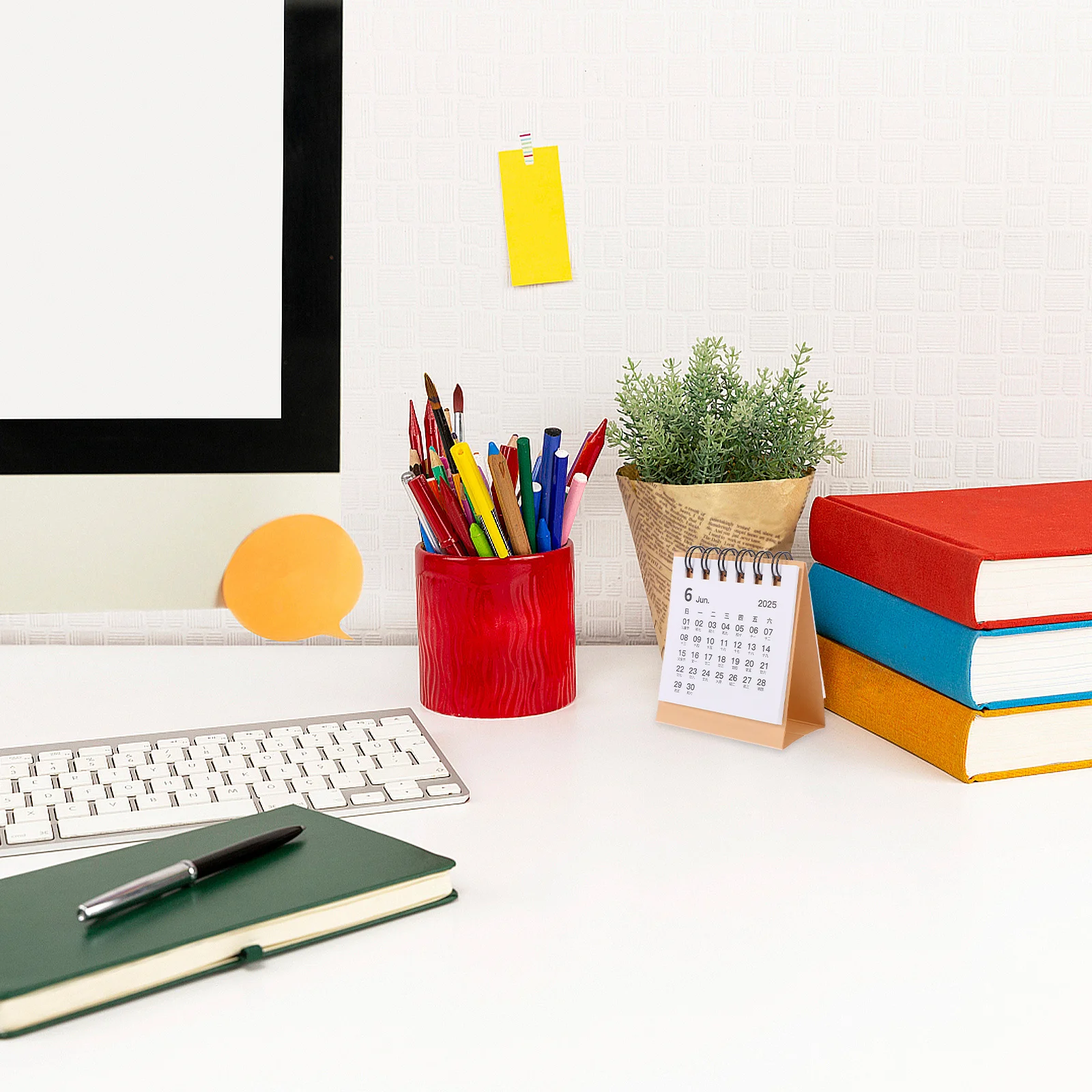 Adorable Mini Desk Calendar 2025 Small Office Calendar Paper Modern Standing Table Desk Decor Calendars Desktop Decor