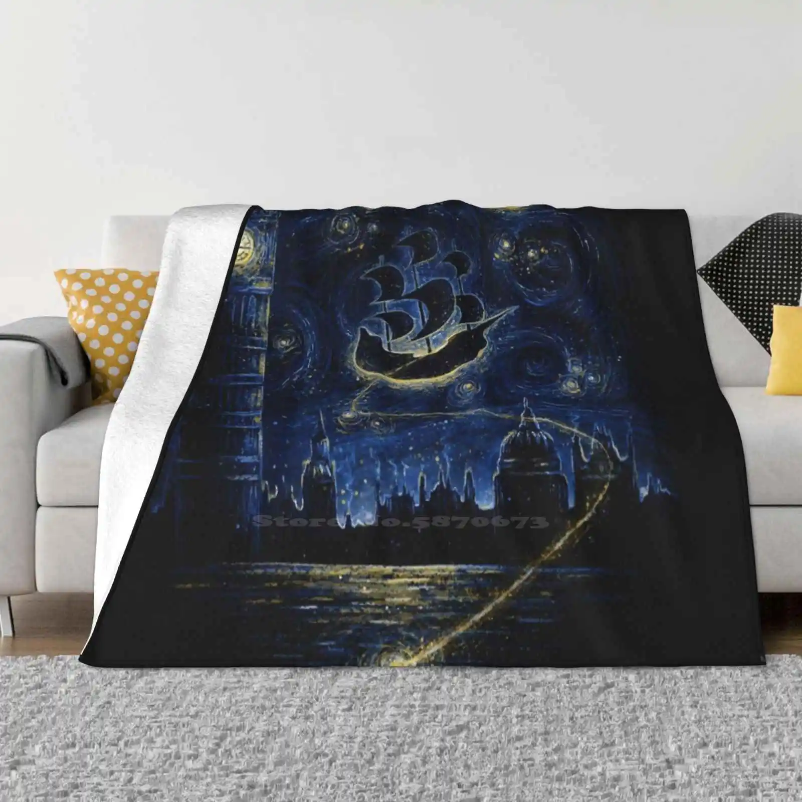 Puede volar tendencia estilo divertido moda suave manta Peter Pan Van Gogh