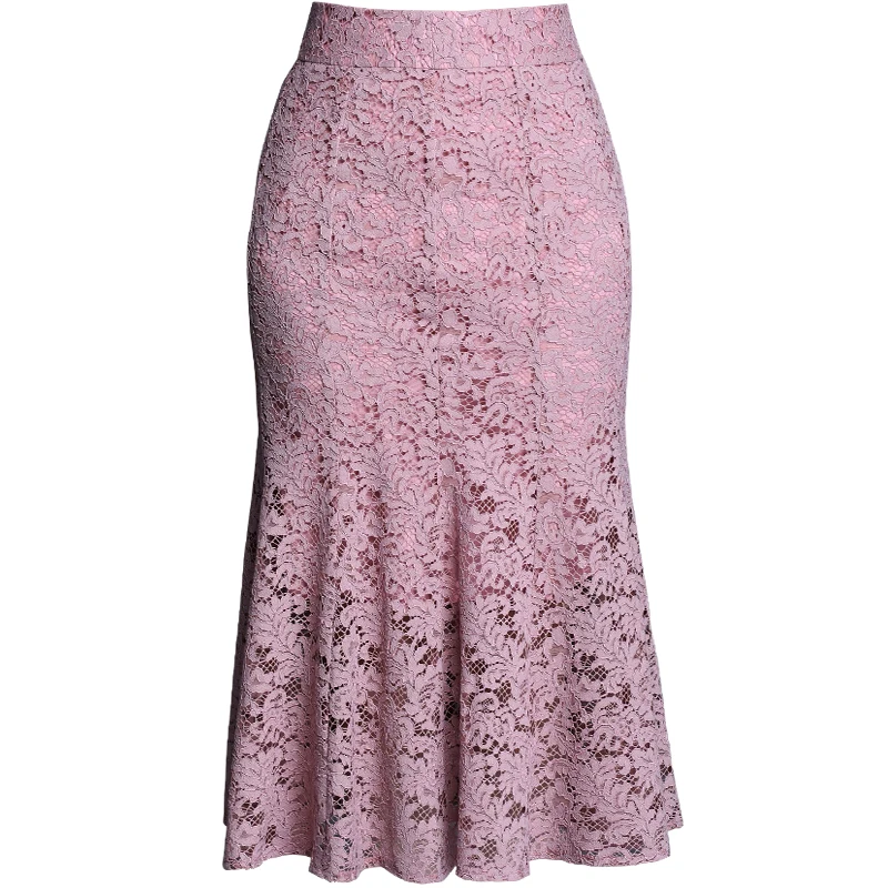 

Trumpet Jacquard Lace Skirt Women 2024 Spring Elegant High Waist Mermaid Fashion Romantic Hollow Skirts