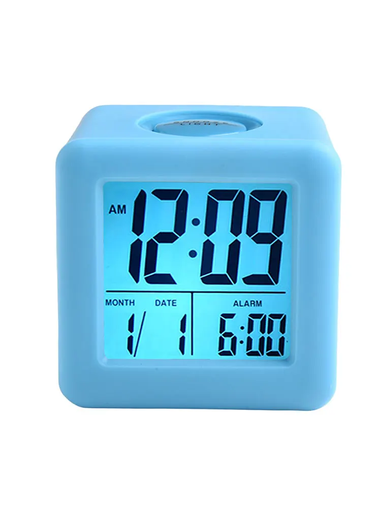 Digital Alarm Clock LCD Alarm Clock Night Stand Environmental Silicone Shell Modern Style Snooze Function For Kids