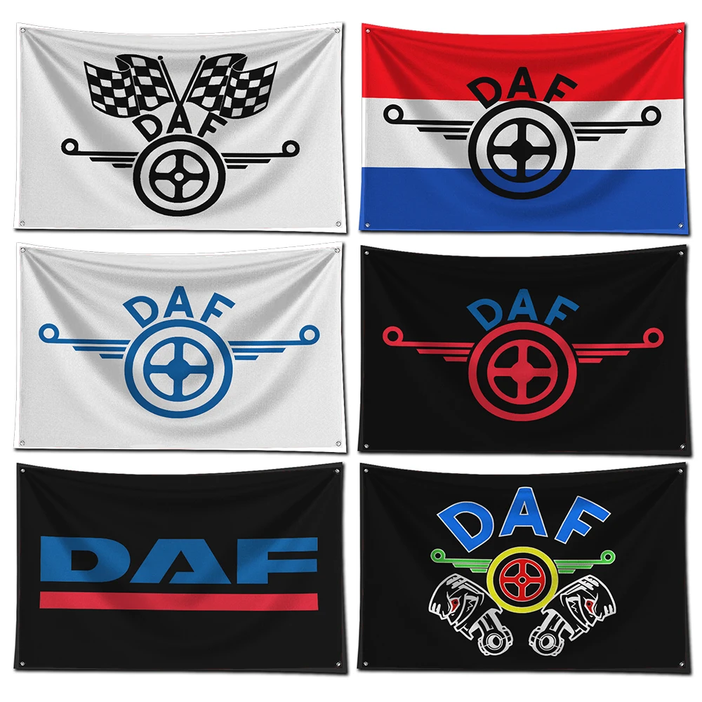 

3x5 Ft D-DAF Truck Car Flag Polyester Digital Printing Car Banner for Garage Wall Art Out Door Decoration With Brass Grommets