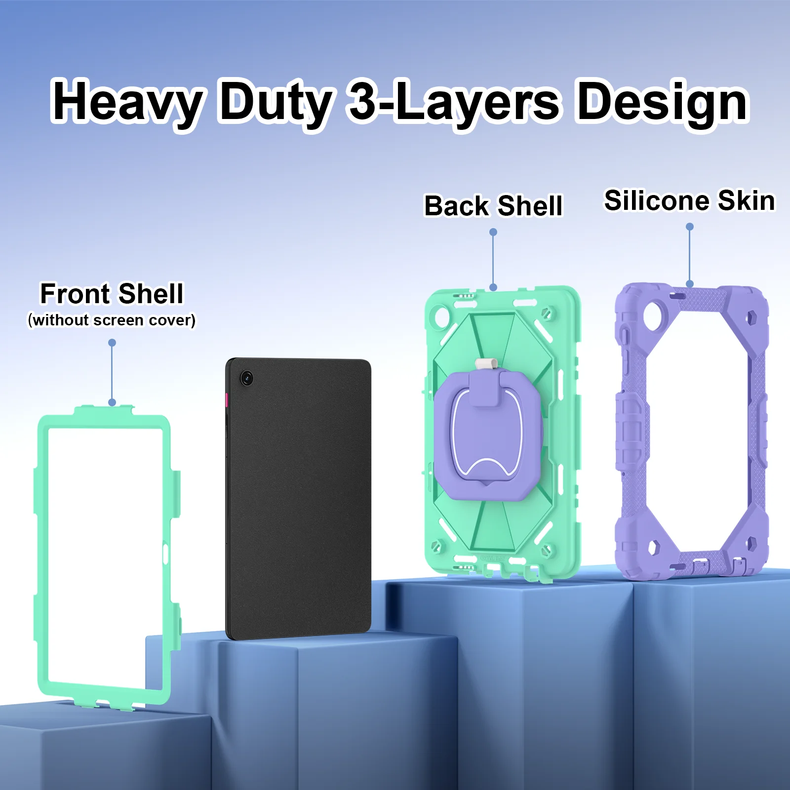 Rugged Stand Heavy Duty Case For T-Mobile REVVL Tab 2 2025 10.1 inch Rotatable Handle Grip Cover With Shoulder Strap Shockproof