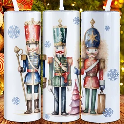 1pc Nutcracker Pattern 3d Printed Tumbler 20oz Stainless Steel Insulation Straight Water Bottle Straight Cup Christmas Gifts