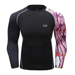 Koszulka kompresyjna Rashguard bokserskie koszulki do biegania joga Fitness MMA męskie koszulki BJJ rajstopy Muay Thai GMY marka sportowa odzież