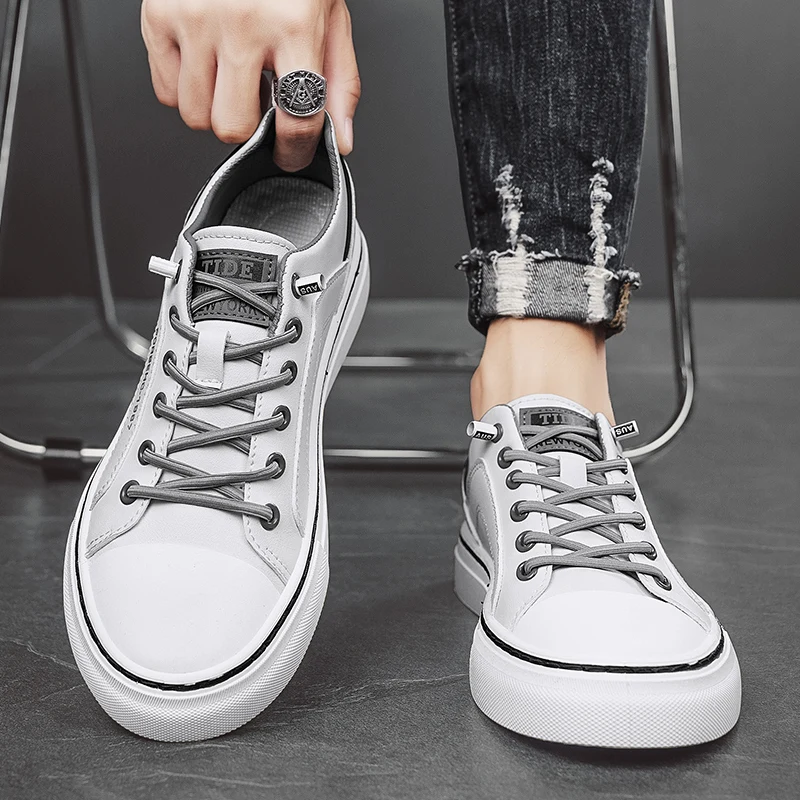 

Men Slip on Skate Flats Non Slip Youth Shoe Mens Leather Shoes Fall Fashion Sneakers for Driving Walking Office Comfortable