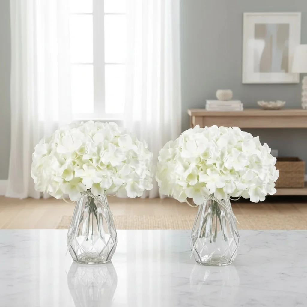 

49pcs Creamy White Artificial Hydrangea - Perfect for Weddings, Home Décor, and Special Occasions - Ideal for Indoor and Outdo