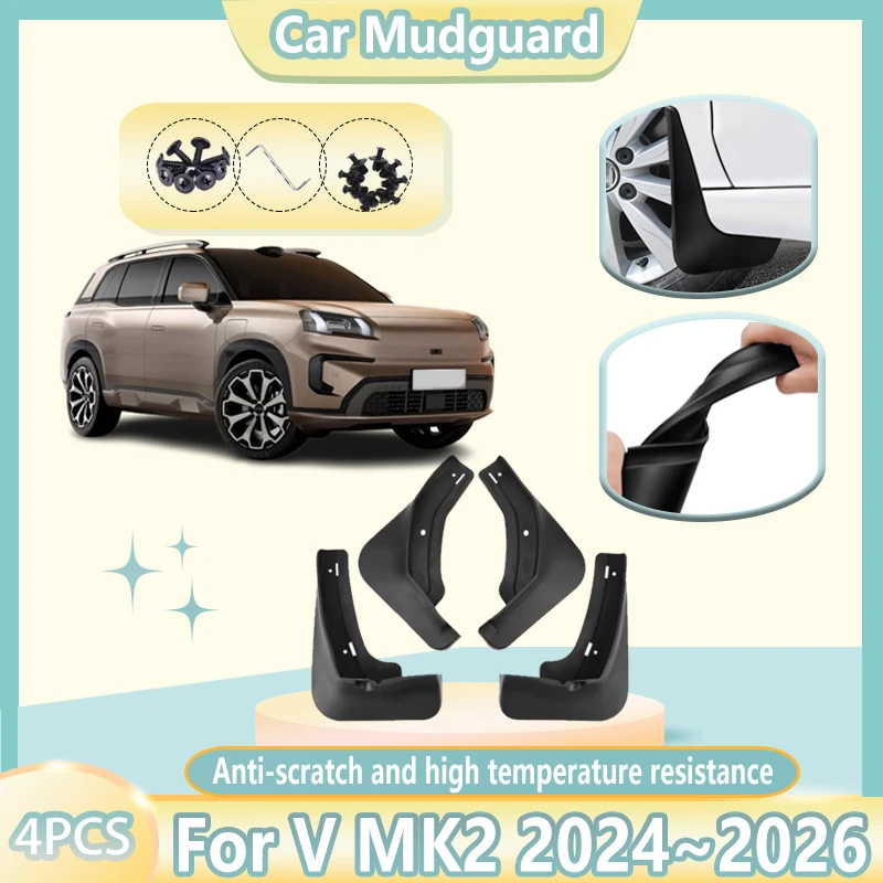 

4X Car Mudguards For GAC Aion V MK2 2024 2025 2026 Anti-splash Mud Flap Front Rear Guards Mudflaps Wheel Fender Auto Accessories