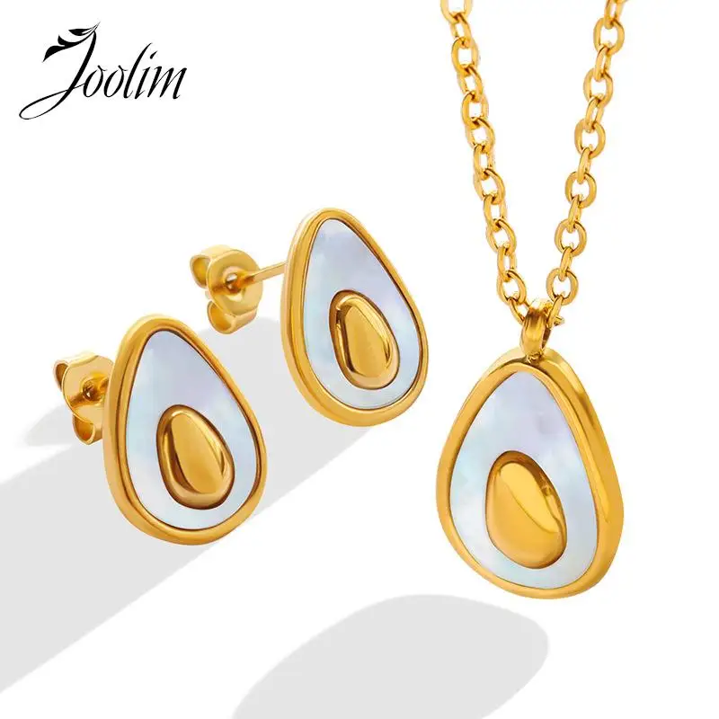 Joolim Jewelry High End PVD Wholesale Waterproof Dainty Egg Shaped Pendant Choker Chain Stainless Steel Necklace for Women