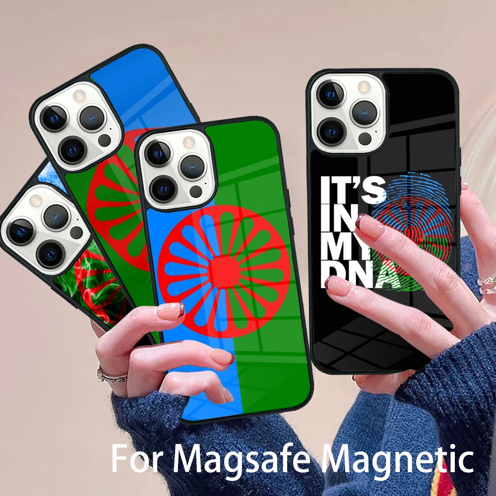 

Gypsy Romani Roma Flag Phone Case Magesafe Magnetic Wireless Charge Cover For IPhone 16 11 12 13 14 15 Pro Max Plus Mini