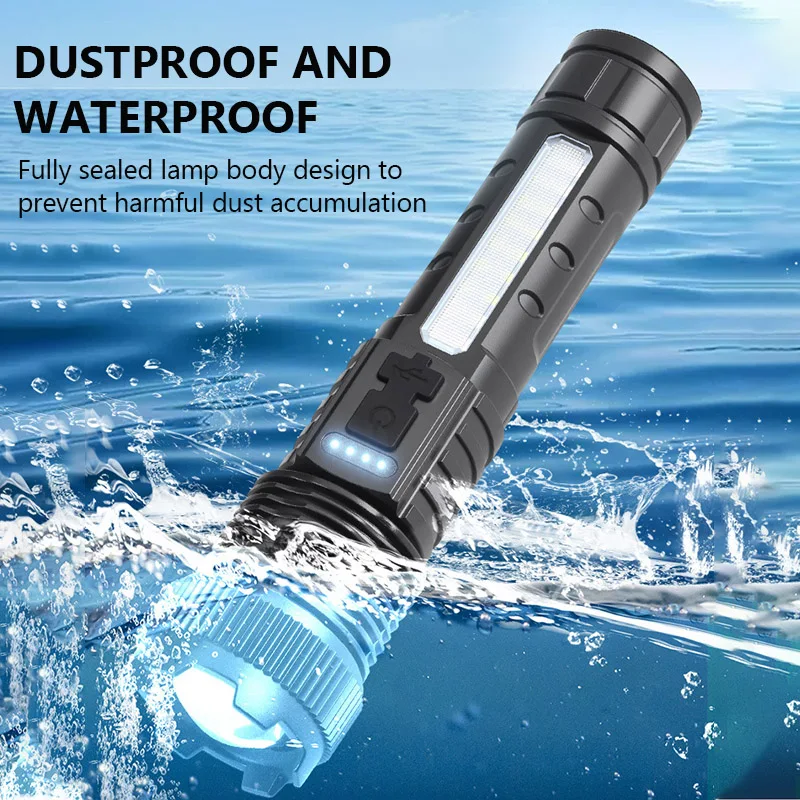 

1/2 шт., высокая мощность, 6 режимов, светодиодный фонарик, сверхмощный перезаряжаемый зум-лампа, принадлежности для самообороны, кемпинга, рыбалки, фонарь