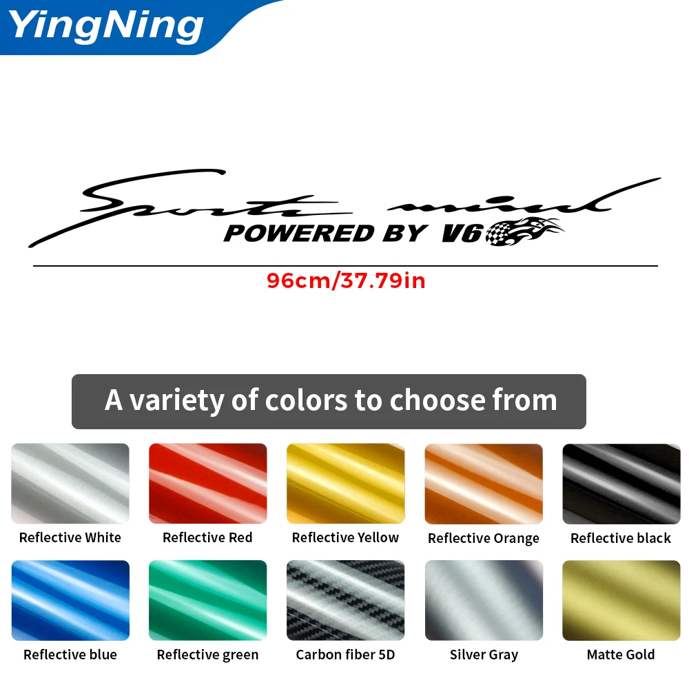 Sports Mind Powered By V6 Car Sticker Front Windshield Sunstrip Vinyl Decals JDM Racing Reflective Waterproof Auto Accessories