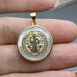 Fashion Natural Sea Shell Religious Pendants Jesus Virgin Mary Charms For Jewelry Making Women Necklace Bracelet