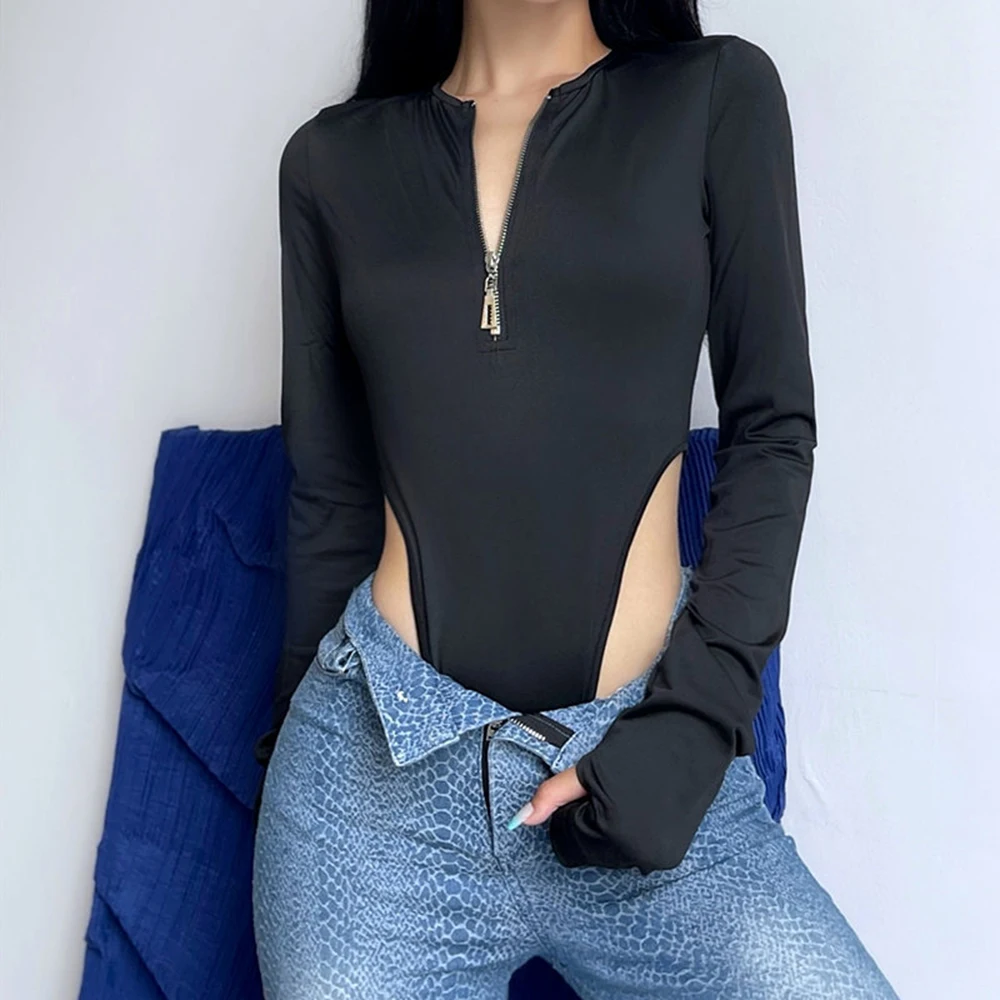 

Women's Comfortable Bodysuit with Long Sleeves Solid Pattern Lightweight Fabric for All Season Indoor Outdoor Wear