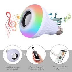 E27 12W LED Light Bulb RGB Bluetooth Speaker Music Remote Control Color Changing Lamp for Bedroom Party Decor