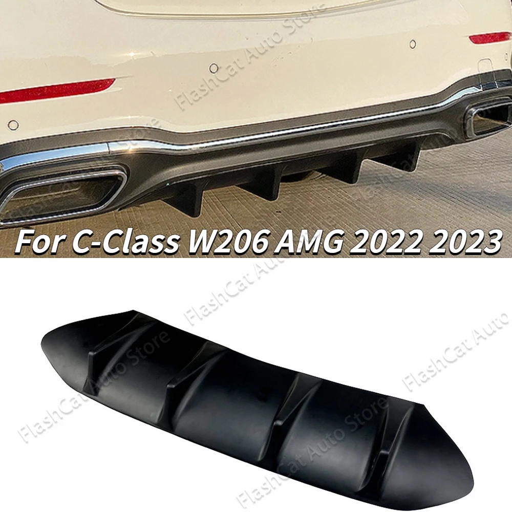 

W206 Rear Bumper Diffuser Lip For Mercedes Benz C-Class C200 C260 C300 AMG Line 2022 2023 Cover Spoiler Modification Tuning