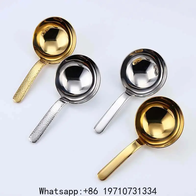 1810 Stainless Steel Short Handle Large Round Spoon Ramen Wordy Powder Spoon Thickened Spoon