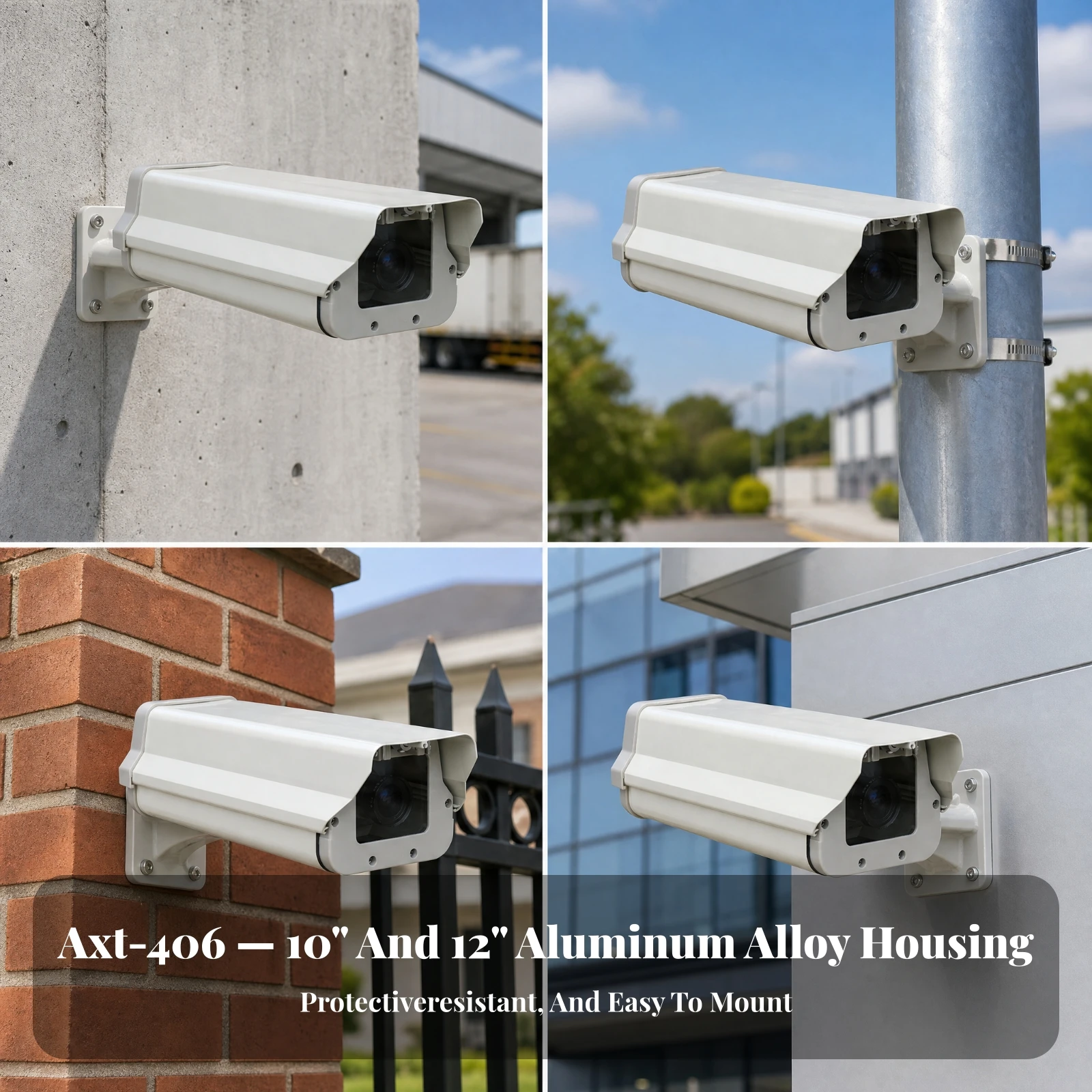 Aluminum Camera Housing with Glass Panel Dustproof Bullet Camera Housing Compact Heavy Duty for Building Exteriors