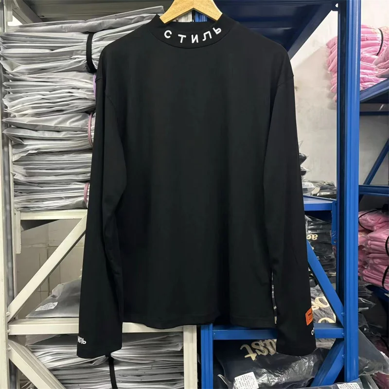 HERON PRESTON Pure Cotton Long sleeved T-shirt Embroidered Loose and High Quality Couple Style