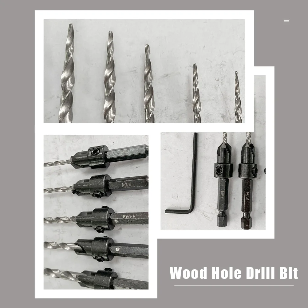5pcs High Speed Steel Countersink Drill Bits Tapered Woodworking Tools for H Bench Electric Drills Wood Rubber Fiberboard