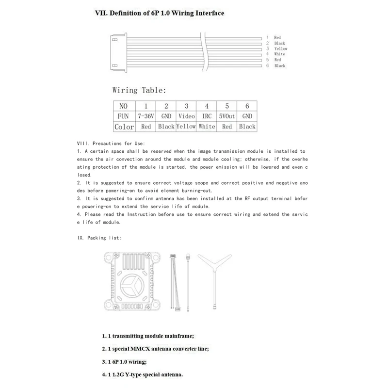 1.2G 1.3Ghz 2W VTX Video Transmitter 1060Mhz-1380Mhz Support 2-8S Battery Input For FPV Racing Drone Long Range-WMAN