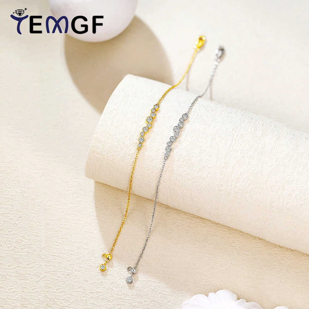 

TEMGF Full 5A Zircon Bracelet 925 Silver Irregular Bubble Bracelet for Women Sparkling Fine Jewelry Gifts Max 18cm Adjustable