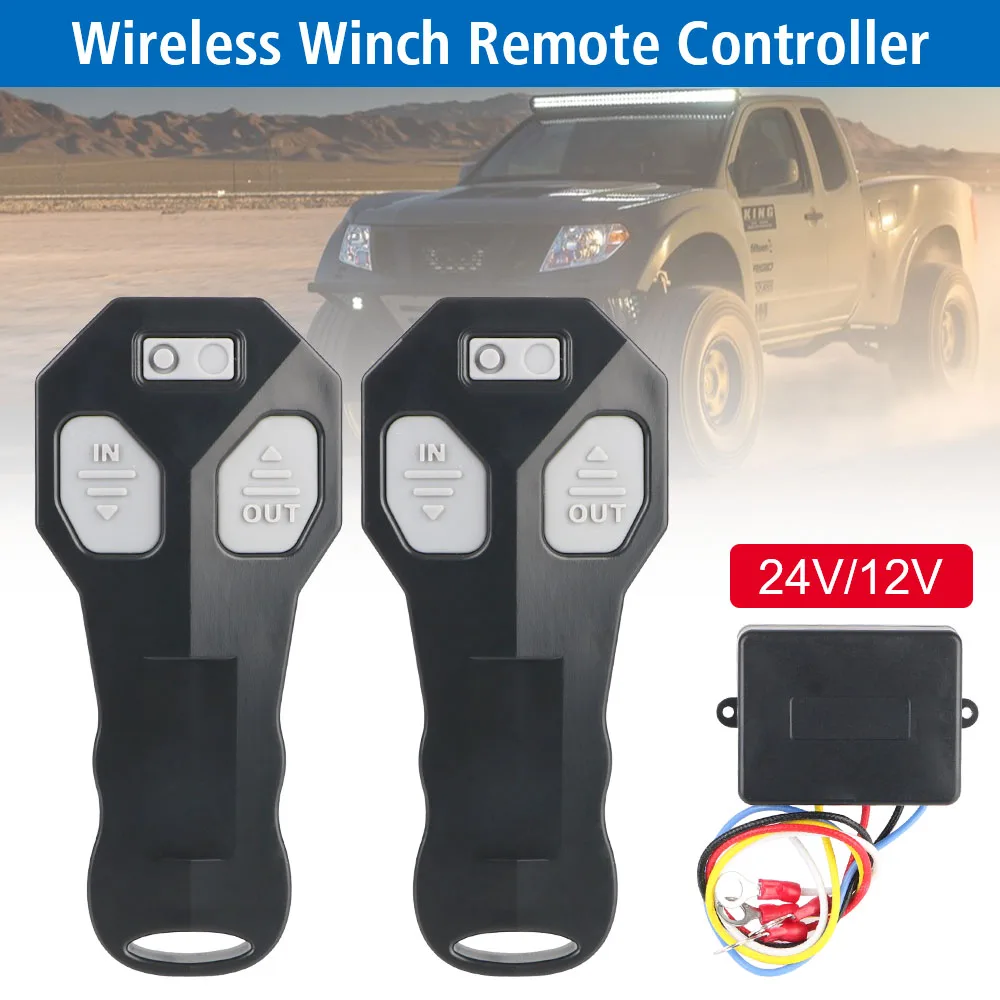 Handset Switch Controller Winch Remote Control Set Kit Wireless Dual Manual Transmitter Winch Remote Controller 12V/24V