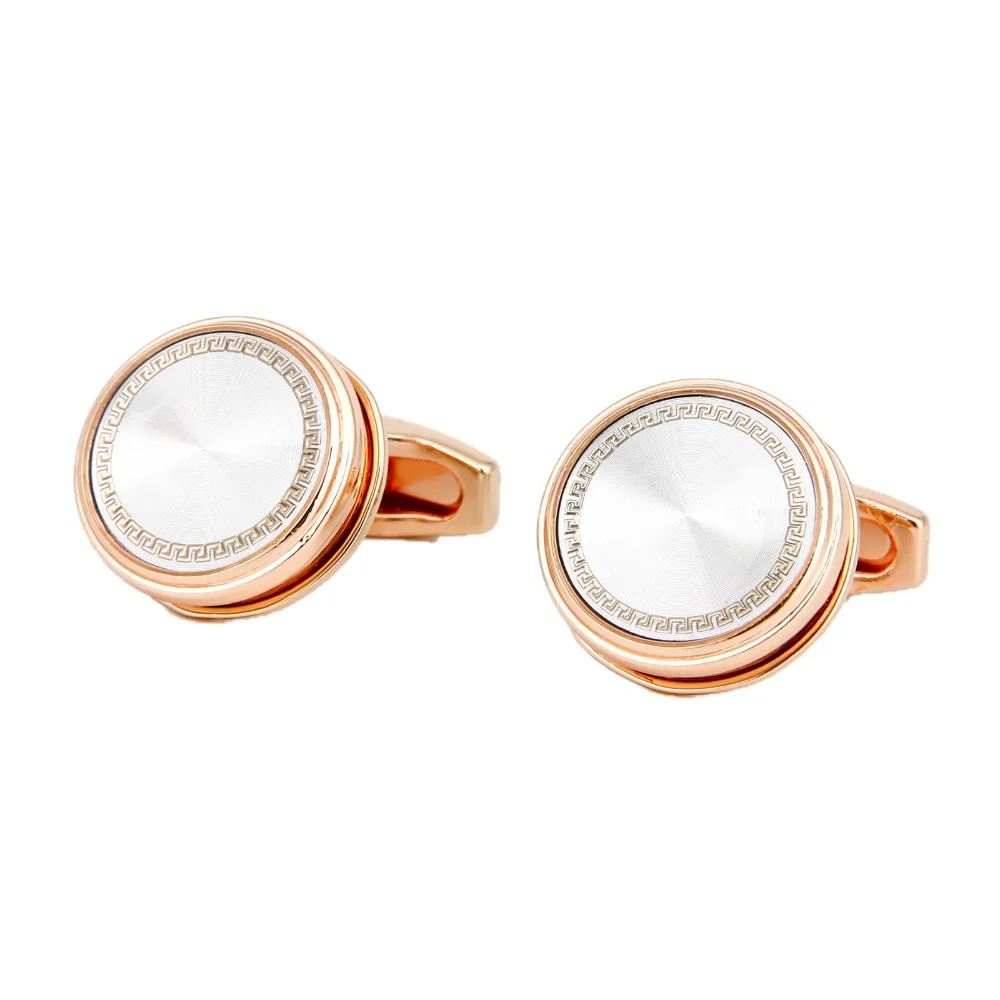 Rose Gold Studded Diamond Light Luxury Men's Cufflinks Exquisite Brushed Metal Cufflink Business Dress Shirts Banquet Accessory