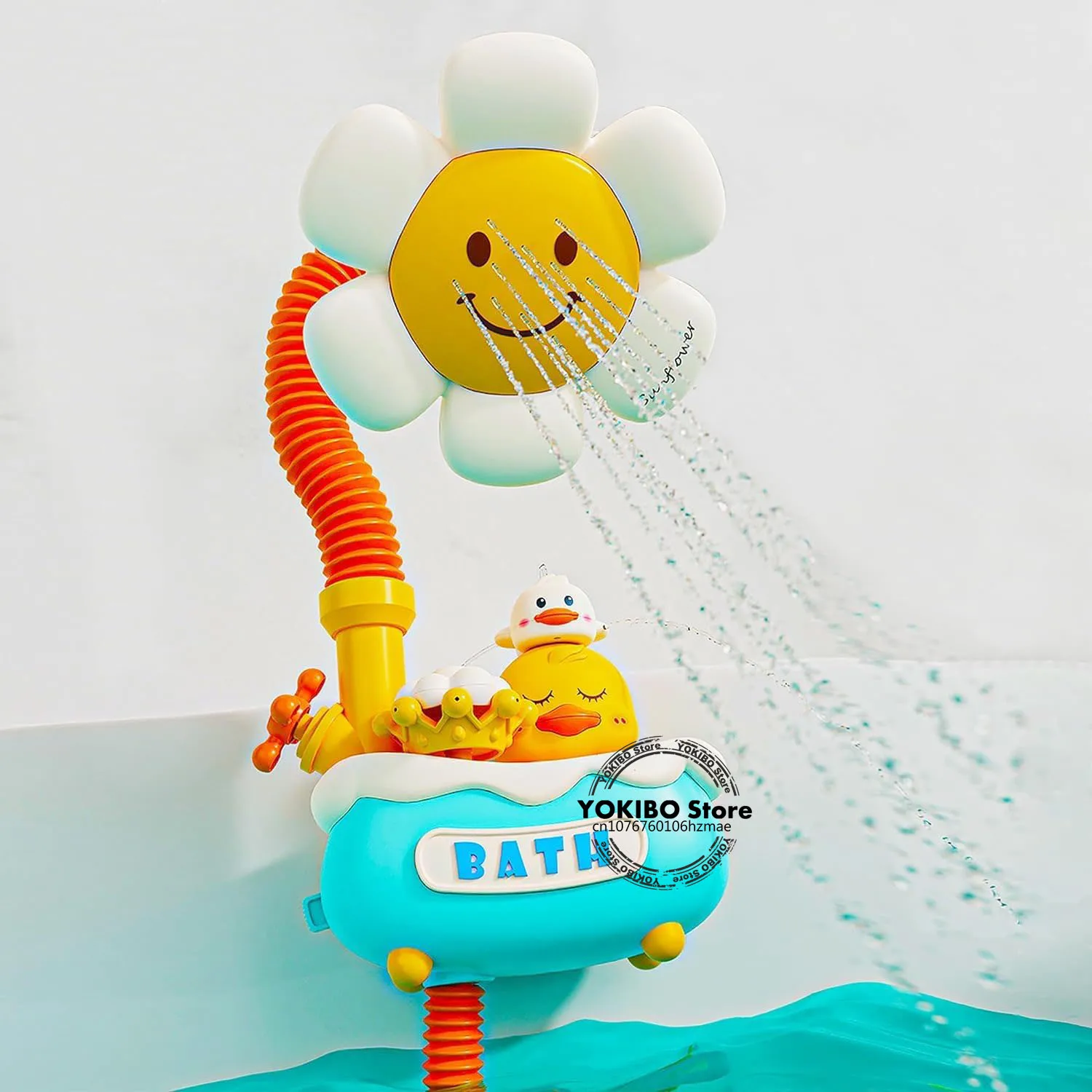 Baby Bath Toys Bath Shower for Toddler 4 in 1 Bathtub Toy with Sunflower Shower 3 Water Spray Sprinkler BathTub Toys for Baby