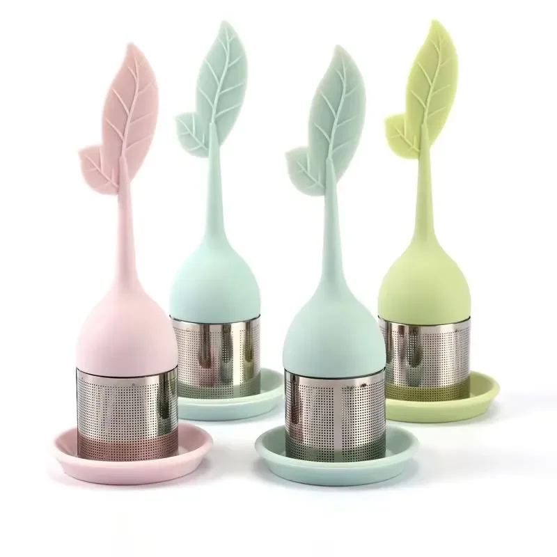 for Stainless Steel Fine Mesh Leaf Tea Brewer with Silicone Handle and Tray  Free Eco Friendly Portable Tea Filters