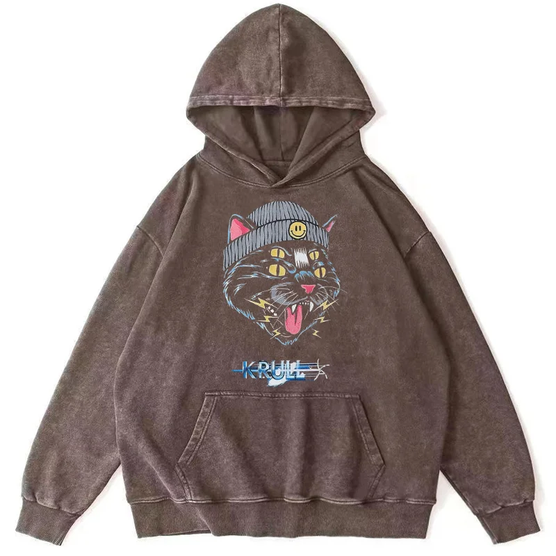Pure Cotton Material Hoodies for Men Washed Denim Sweatshirt Hoodie Krull Pattern Design  Y2k Costume Unisex Montclair Anime