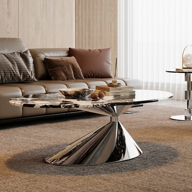 Italian marble coffee table high artistic sense living room home light luxury modern simple round coffee table