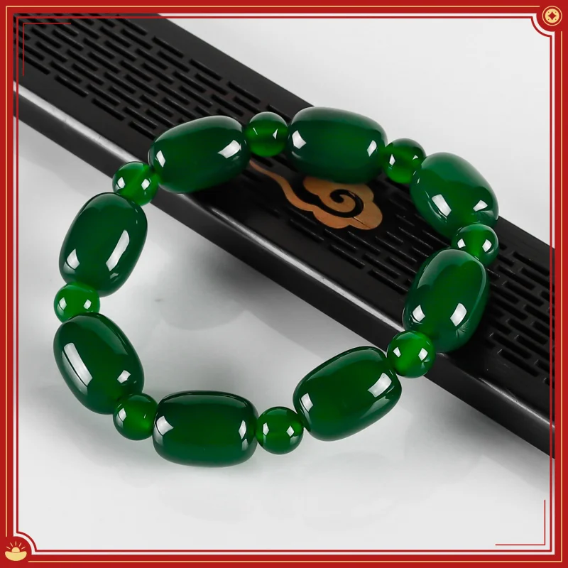 

Natural Jewelry Spinach Green Agate Men And Women Single Circle Jade Bracelet